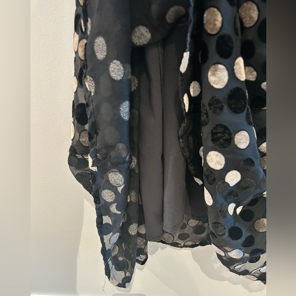 Handmade Velvet Velour Silver Black Polka Dot Maxi Midi Mesh Lined Dress - Picture 11 of 13